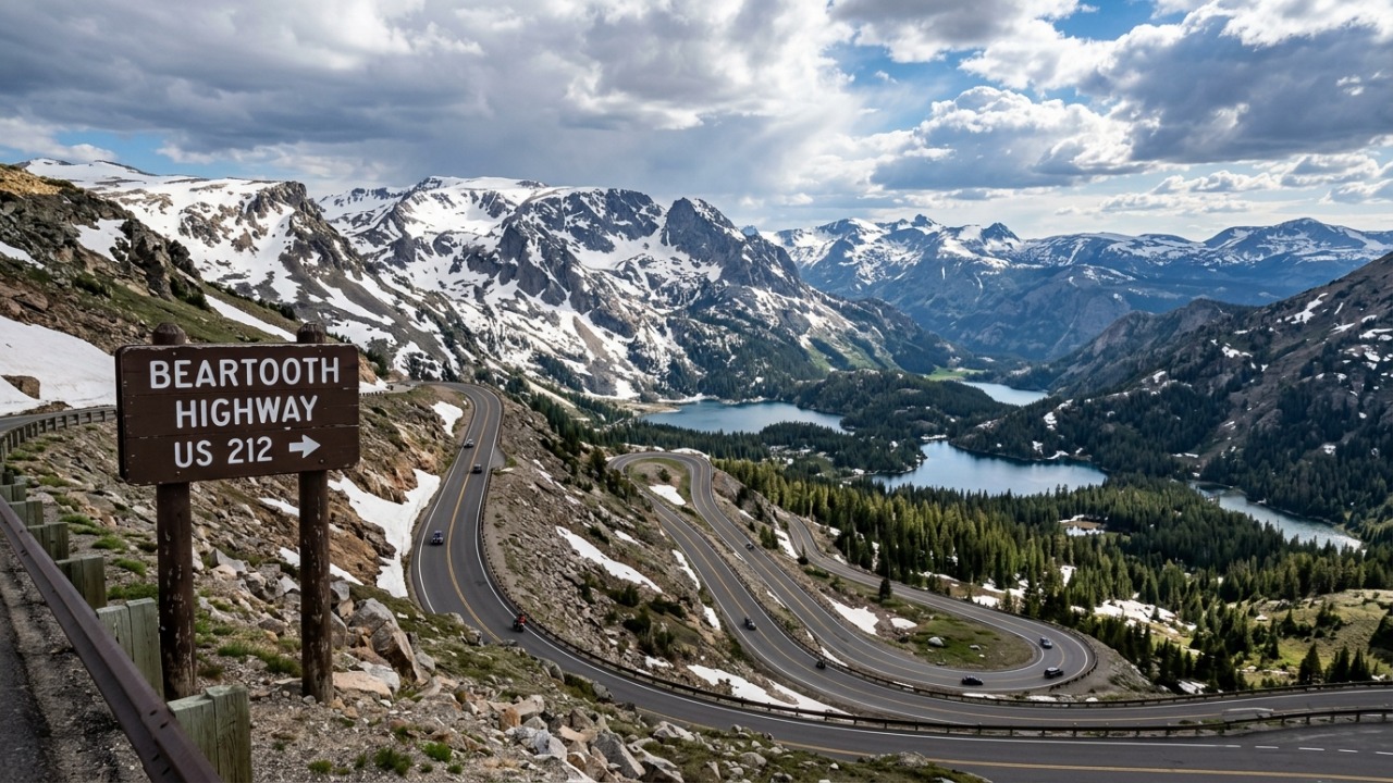 A Beartooth Highway convida os viajantes a desacelerar e apreciar as paisagens de alta montanha.