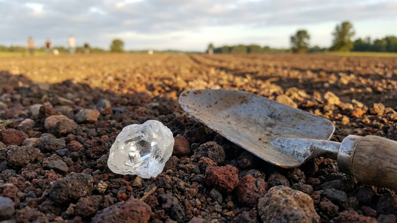 Um turista de Nova York acha um diamante do tamanho de um dente humano, e um passeio comum vira uma história de geologia única na vida Turista encontra diamante de dois quilates durante visita ao Parque Estadual Crater of Diamonds no Arkansas.