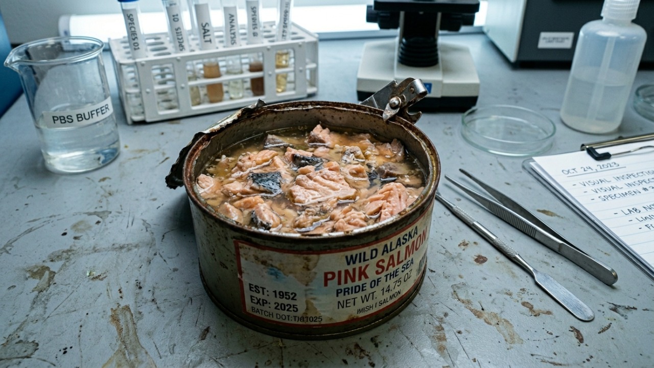 Cientistas utilizam latas de salmão antigas para analisar a saúde dos oceanos ao longo das últimas décadas.