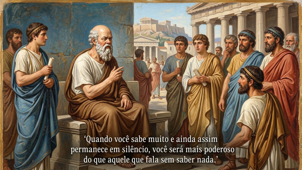 Sócrates, filósofo grego e pai do pensamento ocidental: “Quando souberes muito e ainda assim te calares, serás mais poderoso do que aquele que fala sem saber nada”