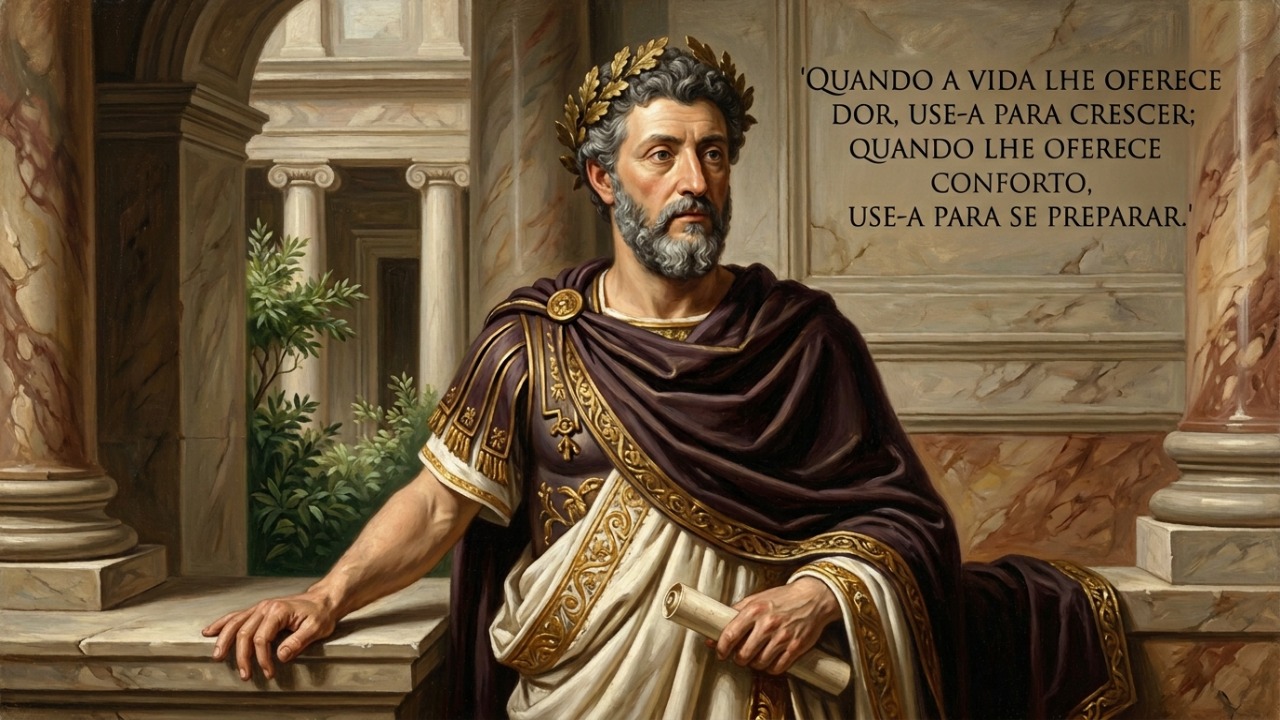 Marco Aurélio, imperador romano e filósofo estoico: “Quando a vida te oferecer dor, usa-a para crescer; quando te oferecer conforto, usa-o para preparar”
