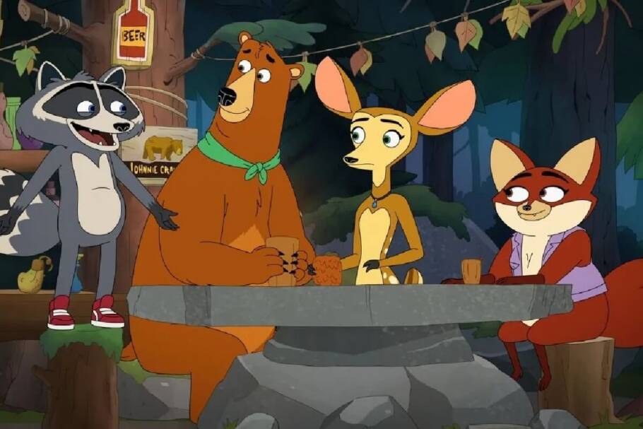 “Mating Season” usa humor exagerado e personagens animais para satirizar os conflitos emocionais e afetivos das relações humanas (Imagem: Reprodução digital | Netflix)