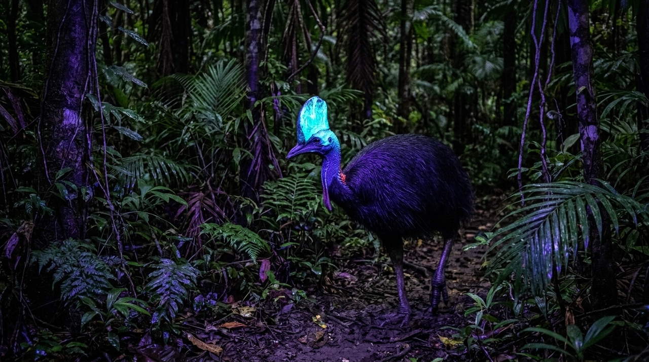 O casuar é uma ave nativa das florestas tropicais da Austrália, Papua-Nova Guiné e Indonésia