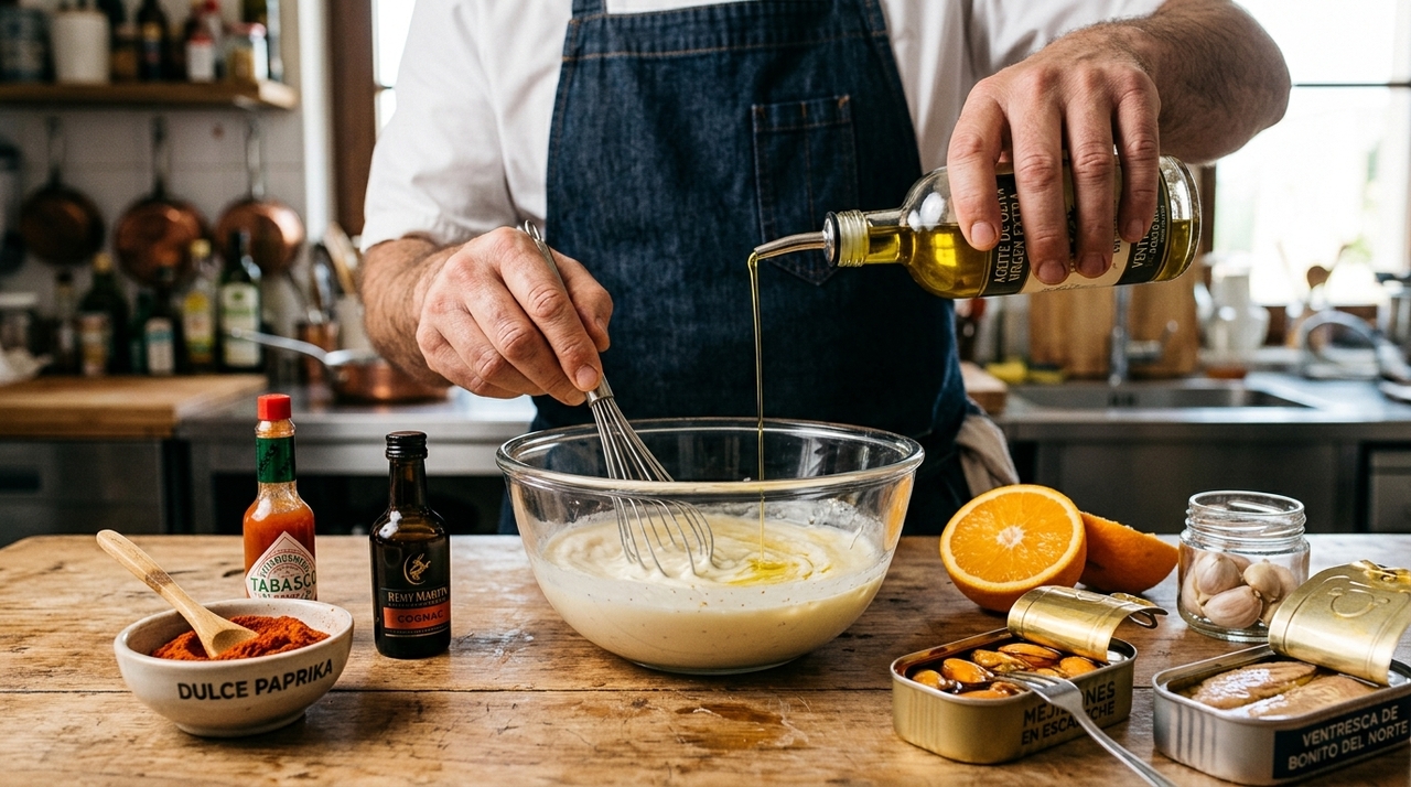 Jordi Roca, chef de 48 anos: “A melhor salada russa não é feita com maionese.” A lactonesa funciona como o eixo da receita.