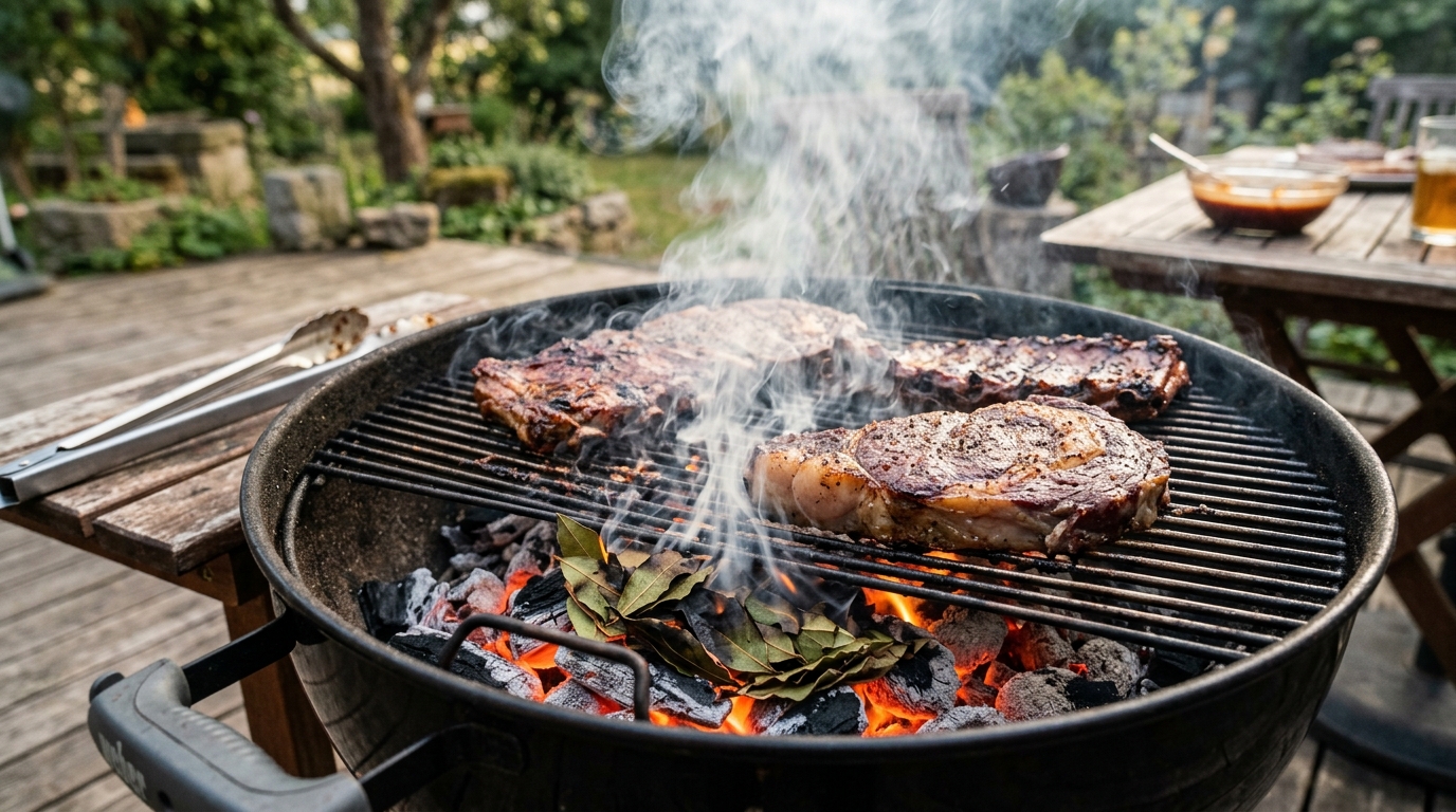 O melhor momento é quando a brasa já está formada, sem labareda alta, e a carne está quase no ponto.