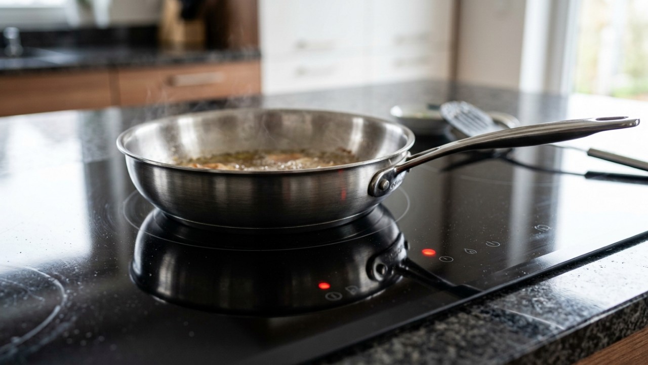 A tecnologia de indução otimiza o tempo e a eficiência energética na cozinha moderna. – Imagem gerada por IA