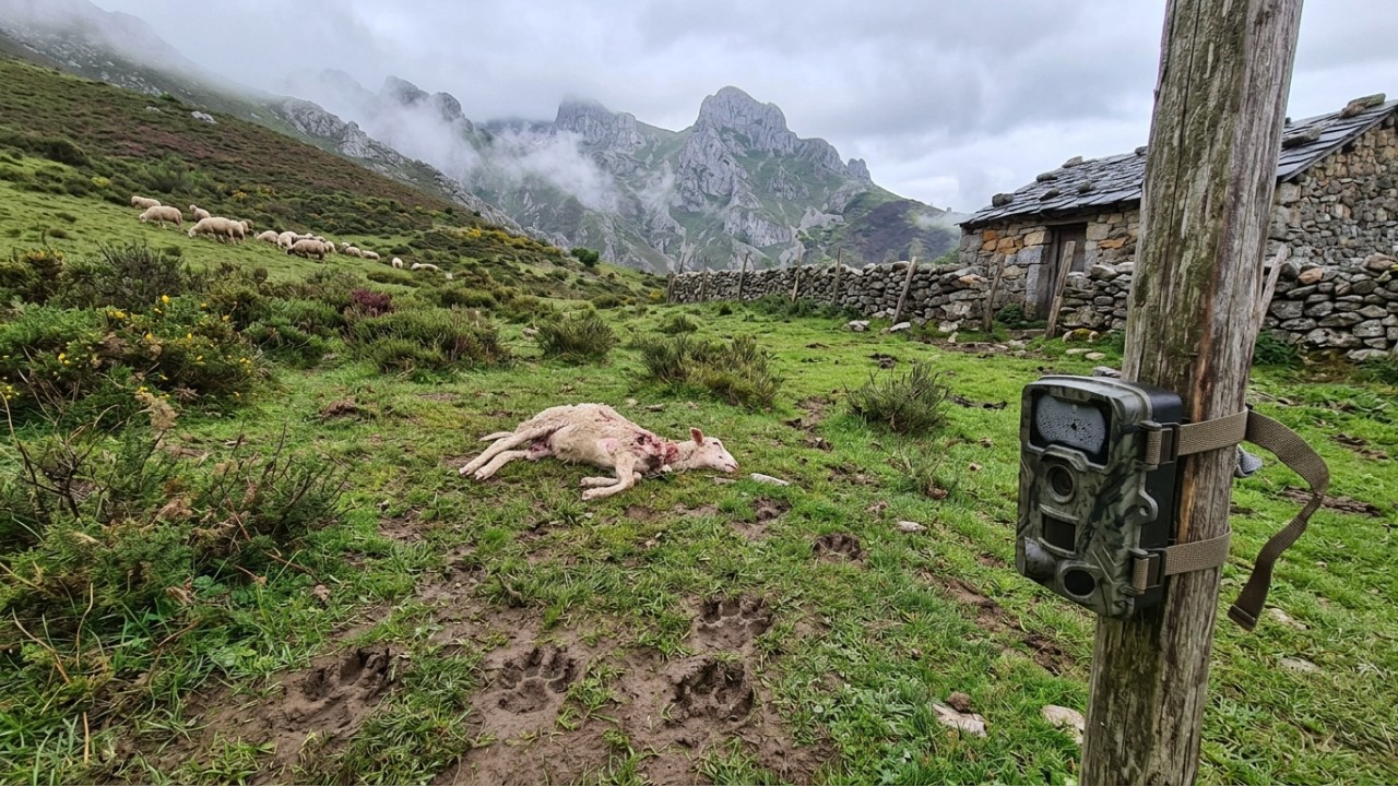 A presença de matilhas de cães domésticos abandonados gera graves prejuízos financeiros aos produtores rurais da região Cantábrica. – Imagem gerada por IA