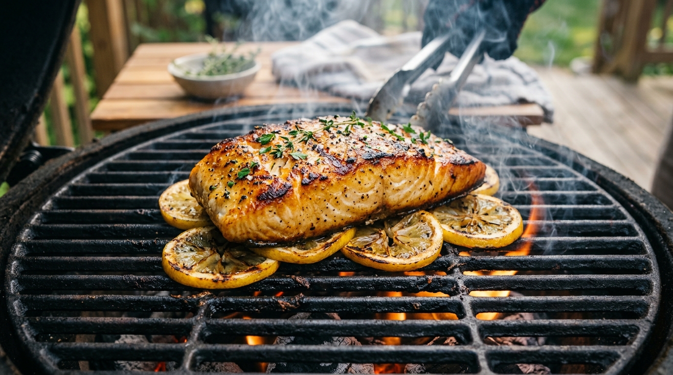 O truque do limão na grelha consiste em usar fatias ou suco de limão diretamente na superfície quente para reduzir o contato do peixe com o metal