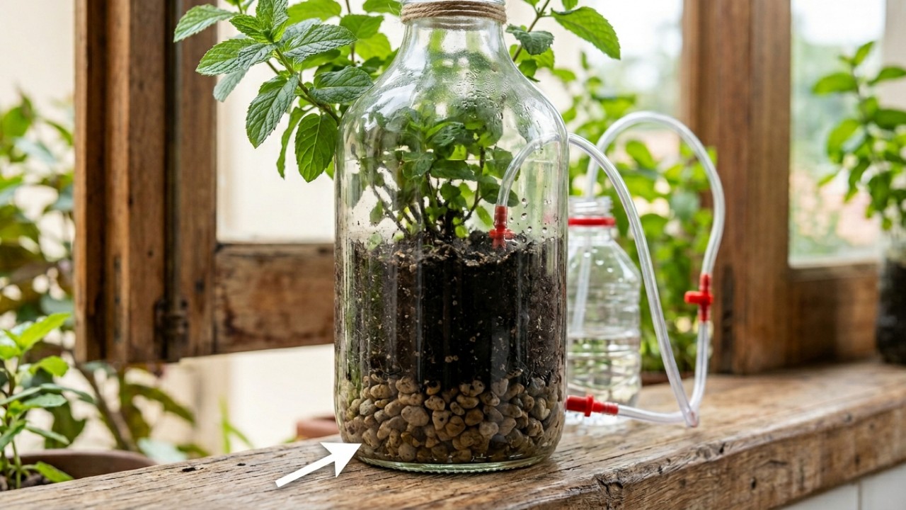 O upcycling de garrafas de vidro é uma alternativa sustentável para organizar e decorar cozinhas compactas com elegância. – Imagem gerada por IA