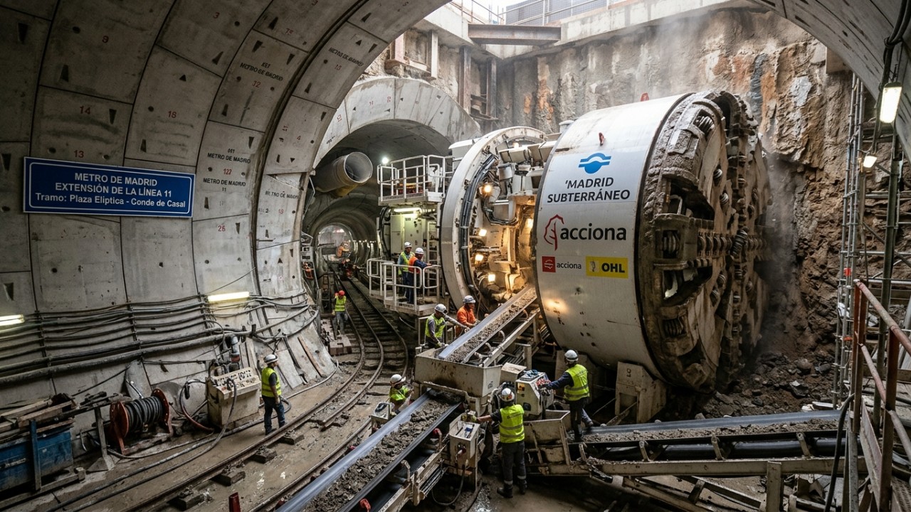 A gigantesca tuneladora Mayrit avança pelo subsolo de Madrid para transformar o transporte público da capital espanhola. – Imagem gerada por IA