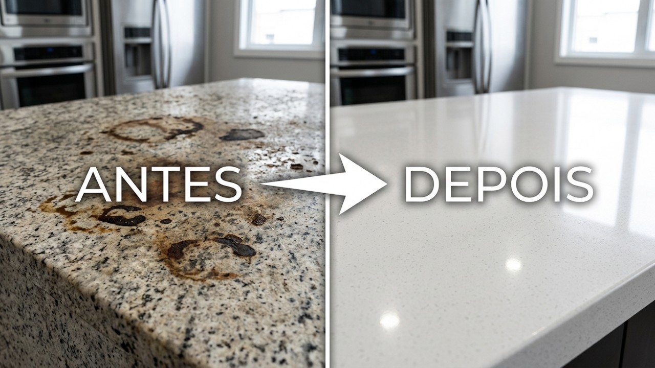 A baixa porosidade das superfícies tecnológicas simplifica a limpeza diária e impede o acúmulo de bactérias na cozinha. – Imagem gerada por IA