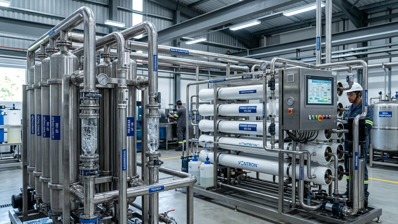Estação de tratamento do programa Jourdain purifica efluentes na França para combater a severa escassez hídrica europeia. – Imagem gerada por IA