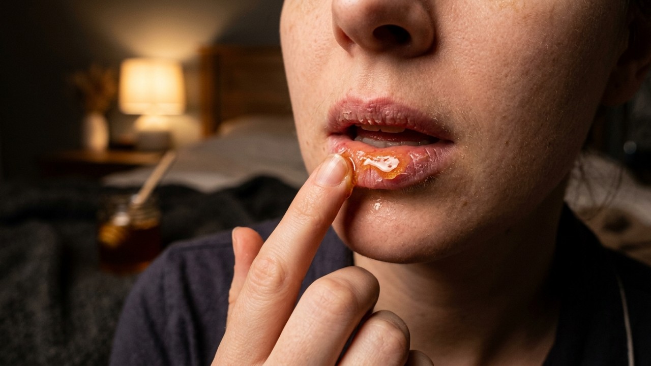 Cuidar da hidratação labial antes de dormir renova a pele e protege contra o clima seco. – Imagem gerada por IA