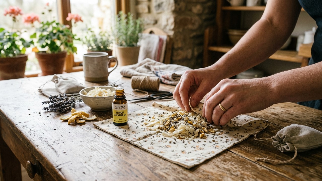 A utilização de aromatizadores caseiros e naturais nas gavetas melhora a circulação do ar e preserva o frescor das roupas. – Imagem gerada por IA