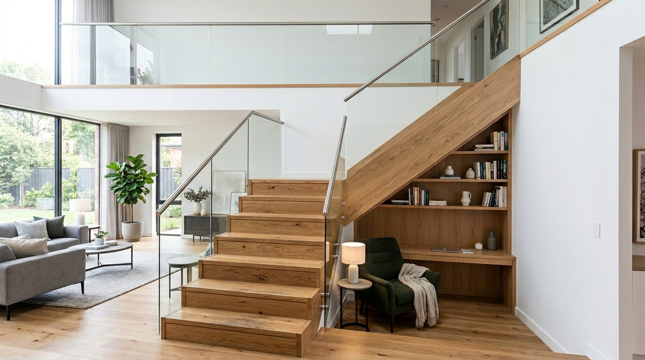 Fim do reinado das escadas tradicionais: a nova tendência é mais elegante e aproveita melhor cada metro quadrado Em apartamentos e casas com metragem reduzida, a escada em U moderna exige dimensionamento preciso de altura, largura e profundidade dos degraus.