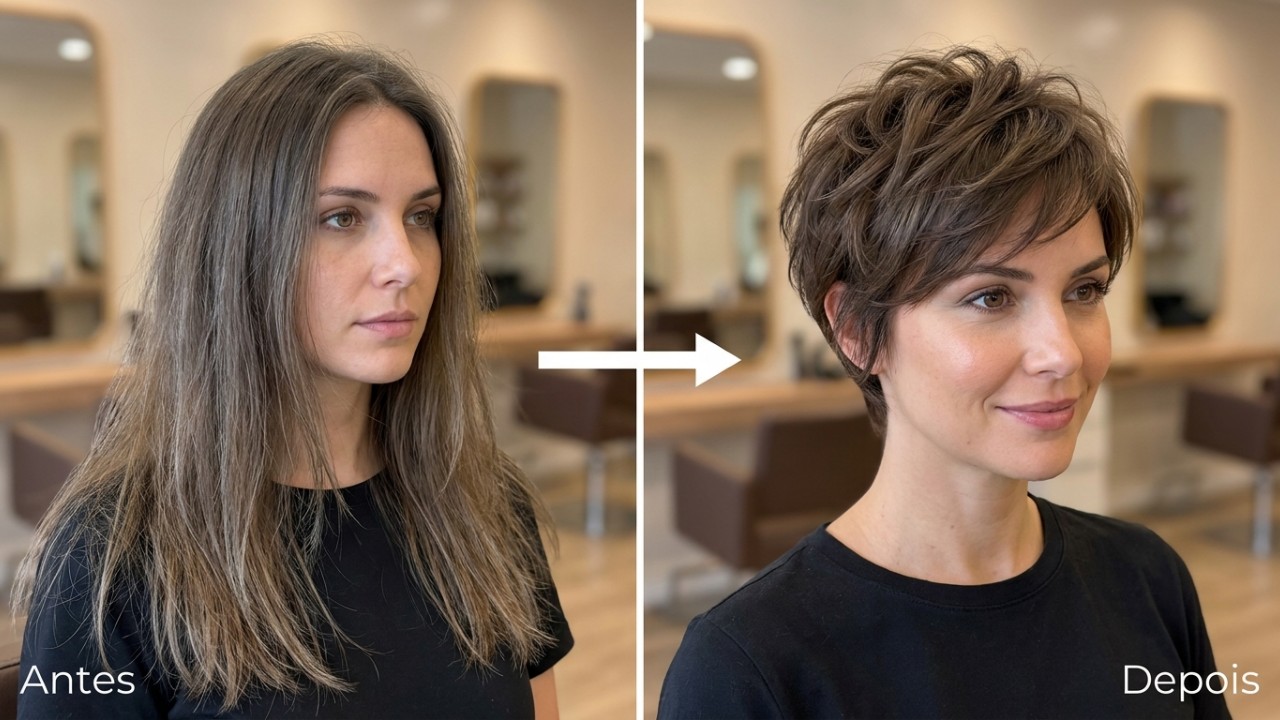 O corte de cabelo curto ideal emoldura o rosto e renova a autoestima na maturidade de forma prática. – Imagem gerada por IA