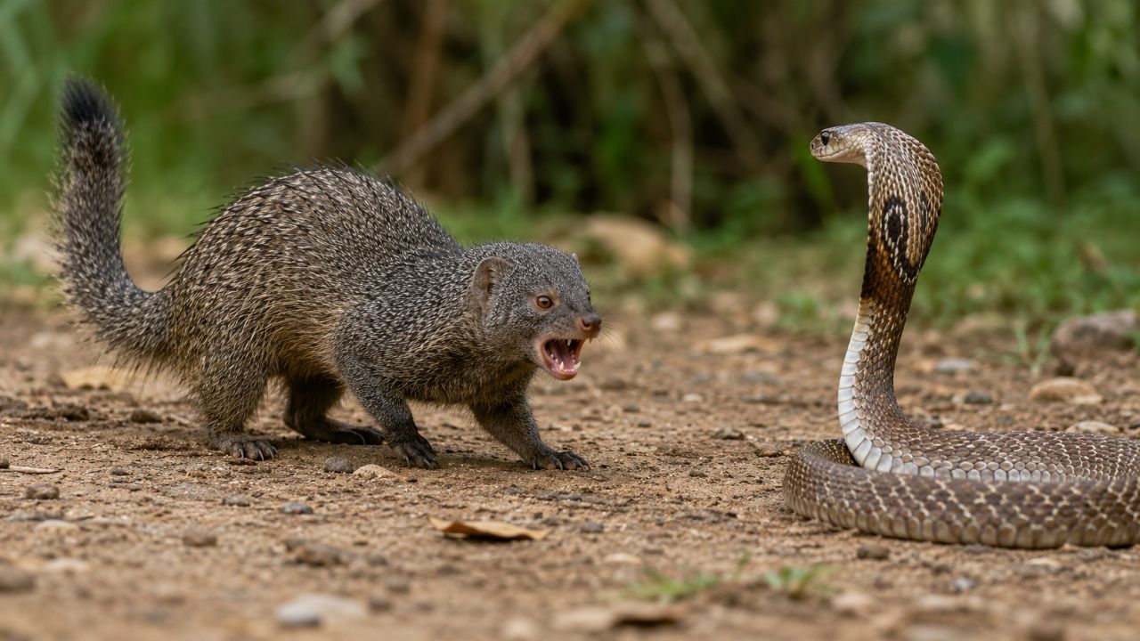 O mangusto não é totalmente imune a venenos, mas possui defesas físicas e biológicas contra cobras.