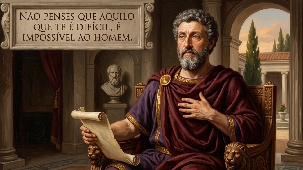 O estoicismo de Marco Aurélio oferece as ferramentas necessárias para enfrentar as adversidades com resiliência e controle absoluto. – Imagem gerada por IA