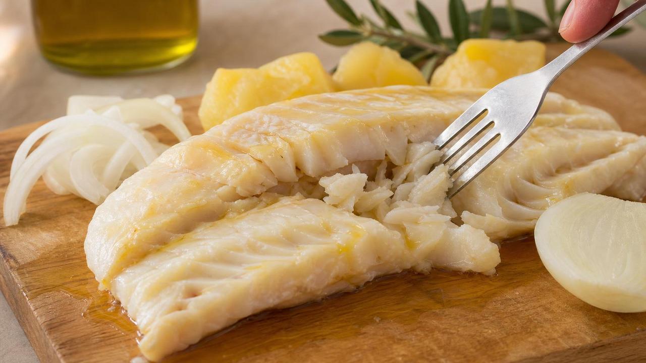 Textura ideal do bacalhau aparece quando o sal sai na medida.
