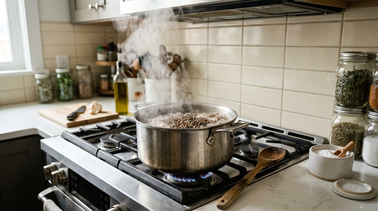Comece lavando a lentilha em água corrente e retirando grãos quebrados ou pedrinhas.