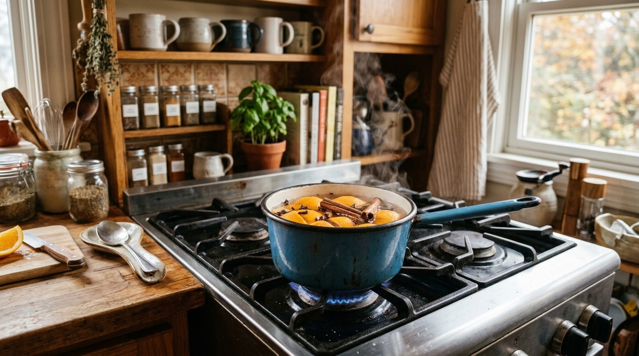 A combinação de casca de laranja, cravo e canela é recomendada principalmente pelo aroma intenso e aconchegante que se espalha rapidamente pelos cômodos.