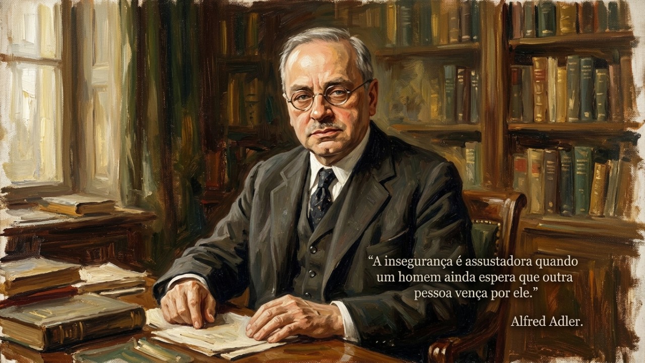 Alfred Adler, psicólogo austríaco: “A insegurança assusta quando o homem ainda espera que alguém vença por ele.” A dependência emocional sabota sua autonomia ao transferir a responsabilidade pelas suas decisões para terceiros. – Imagem gerada por IA