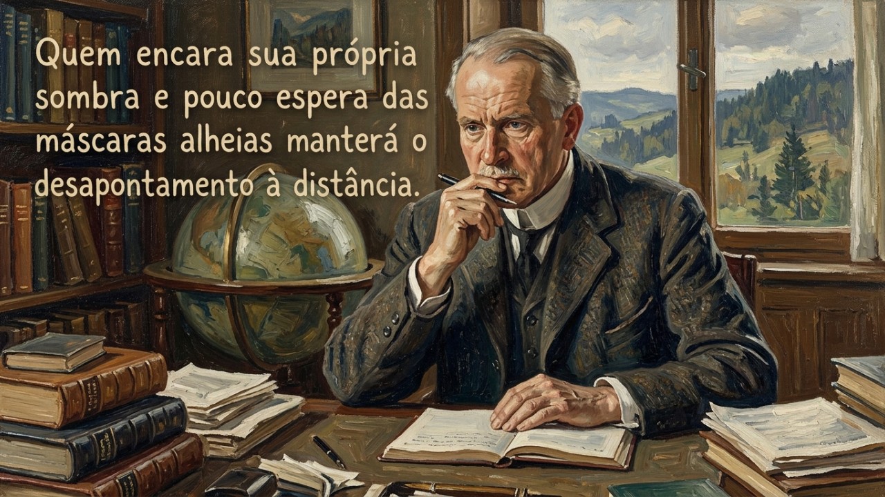 Encarar as próprias fraquezas e integrar a sombra psíquica é o único caminho para desmascarar as aparências e alcançar a verdadeira evolução pessoal. – Imagem gerada por IA