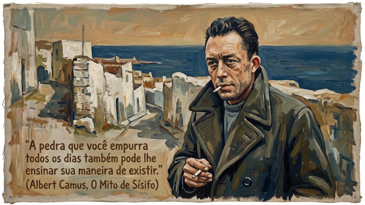 O confronto entre o desejo humano de ordem e a repetição da rotina revela o verdadeiro significado do absurdo na sociedade contemporânea. – Imagem gerada por IA