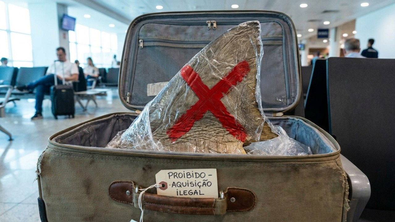 Sistema de inteligência artificial reforça o combate ao tráfico de espécies marinhas em aeroportos. – Imagem gerada por IA