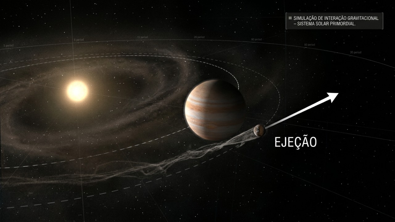 As luas de Urano preservam marcas de um passado caótico marcado pela instabilidade orbital. – Imagem gerada por IA