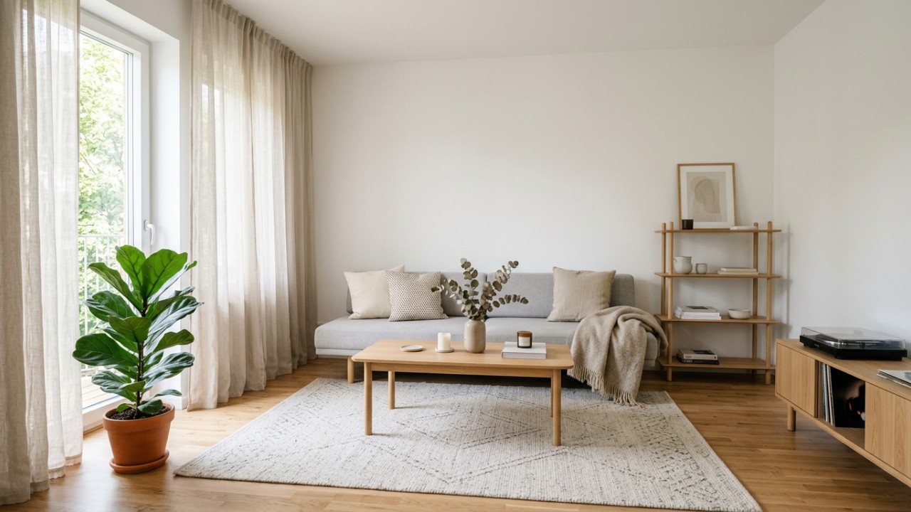 A decoração escandinava transforma ambientes compactos em refúgios acolhedores e funcionais. – Imagem gerada por IA