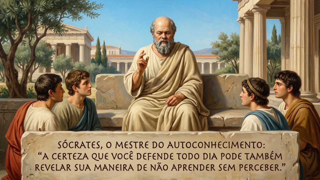 Questionar as nossas opiniões rígidas liberta a mente de amarras psicológicas e promove uma profunda transformação racional. – Imagem gerada por IA