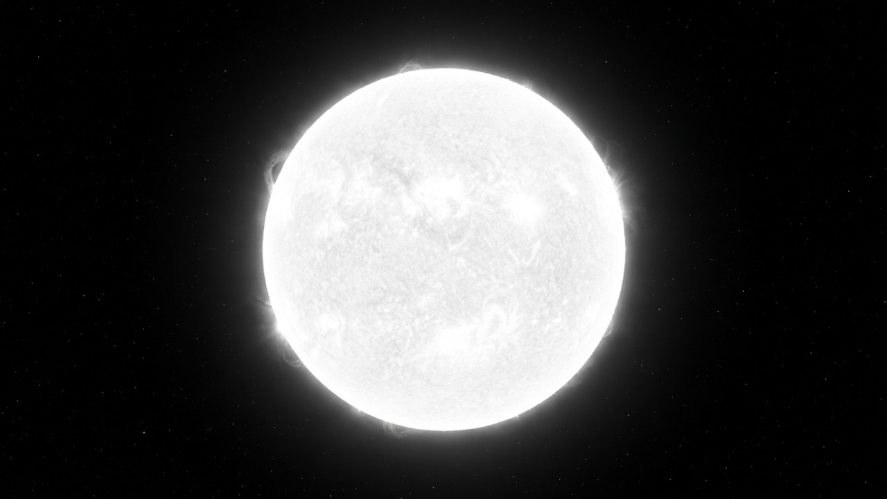 A atmosfera da Terra filtra os raios solares e cria a ilusão de que a estrela é amarela. – Imagem gerada por IA