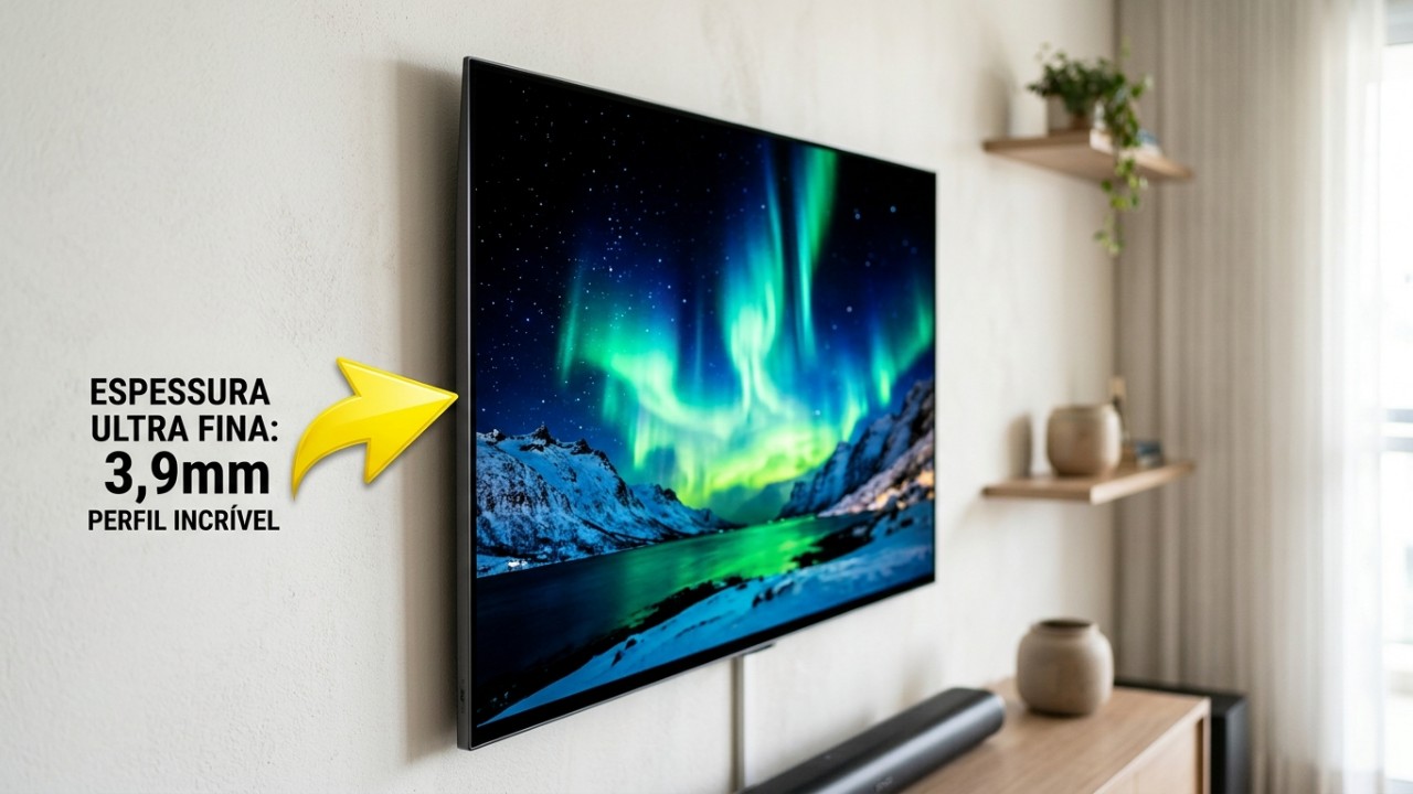 O que significam as letras OLED nos nomes das TVs mais avançadas? A evolução dos novos painéis garante imagens mais brilhantes e pretos profundos que destacam a fidelidade de cada cor na tela. – Imagem gerada por IA