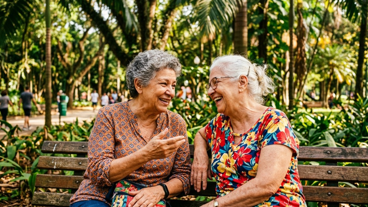 Muita gente não percebe que as mulheres que hoje chegam aos 70 anos muitas vezes são chamadas a falar sobre sentimentos que cresceram aprendendo a esconder O acolhimento emocional na maturidade rompe o silêncio e fortalece a saúde mental. – Imagem gerada por IA