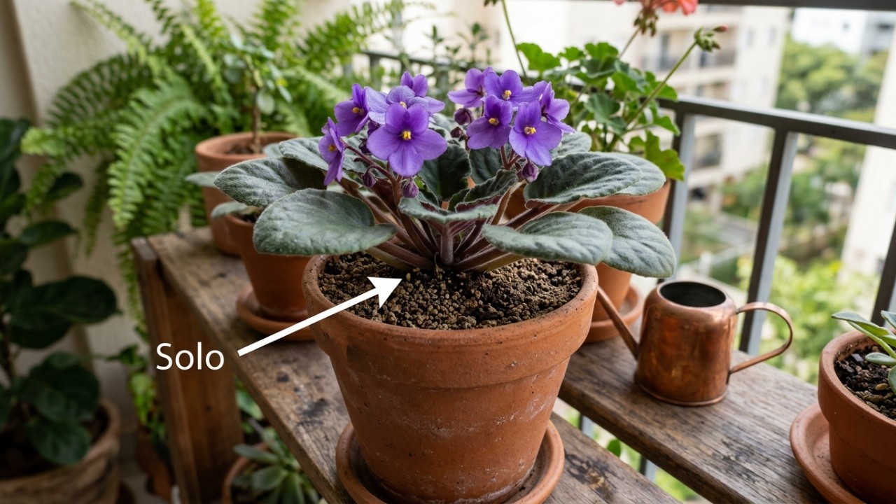 A planta africana que quase não dá trabalho e transforma a varanda com flores coloridas A violeta africana é a escolha ideal para colorir varandas pequenas com praticidade. – Imagem gerada por IA