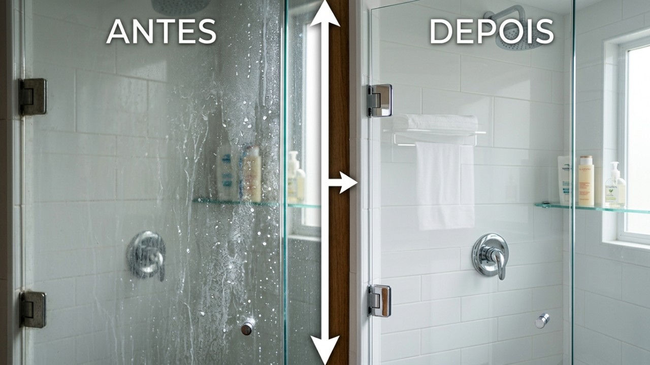 O uso combinado do rodo de silicone e do pano de microfibra garante o brilho e a transparência do vidro sem riscar a superfície. – Imagem gerada por IA