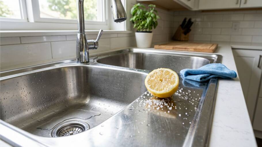 Esfregar limão com sal na pia: por que essa combinação simples deixa o inox brilhando como novo O limão possui ácido cítrico que auxilia na quebra de gordura na pia de inox