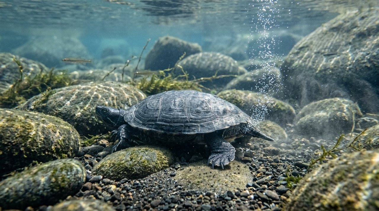 A tartaruga que consegue respirar pela cloaca existe e seu truque de sobrevivência surpreende cientistas A tartaruga-negra possui uma estrutura chamada cloaca, abertura utilizada para funções reprodutivas e excretoras