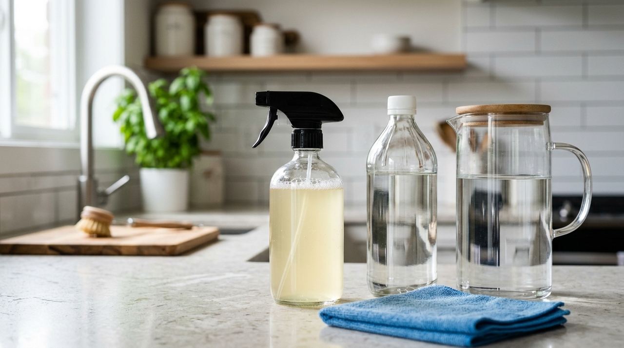Uma das receitas mais indicadas pelos especialistas combina vinagre branco, água e algumas gotas de óleo essencial.