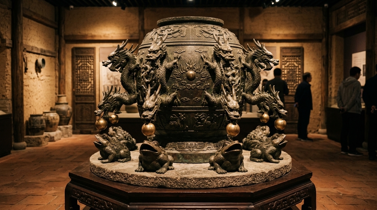 Desenvolvido no ano 132 pelo cientista chinês Zhang Heng, o equipamento era um dos primeiros instrumentos conhecidos para identificar movimentos sísmicos.