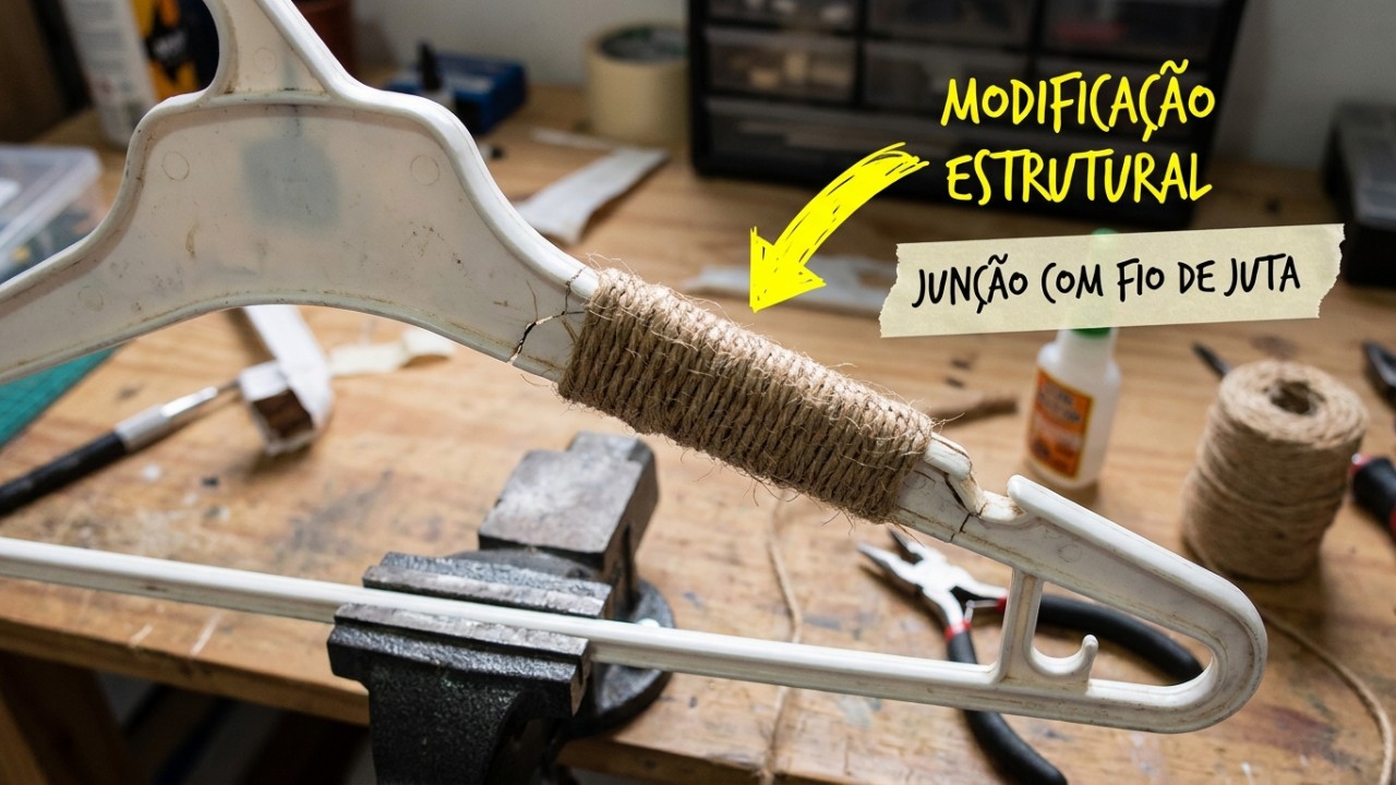 Se você tem cabides quebrados em casa, tem um tesouro em mãos: por que espanhóis recomendam e como reutilizá-los no dia a dia Fixar ganchos em estruturas de cabides reaproveitados otimiza o espaço vertical e decora a casa com praticidade. – Imagem gerada por IA