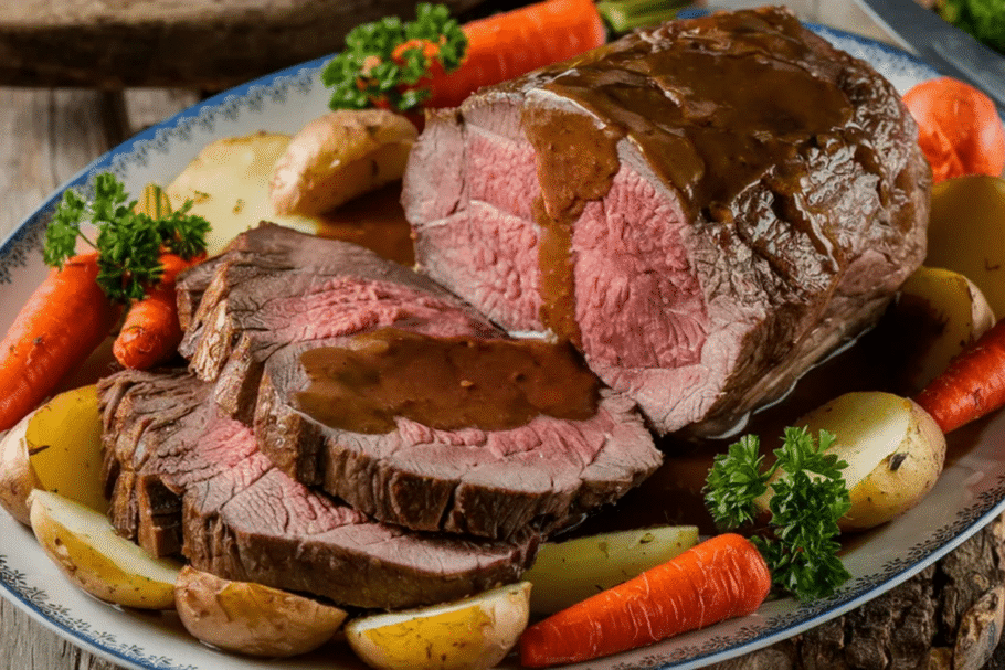 Carne assada suculenta: 5 receitas para um almoço saudável Patinho assado com legumes (Imagem: Emma Charlotte Foods | Shutterstock)