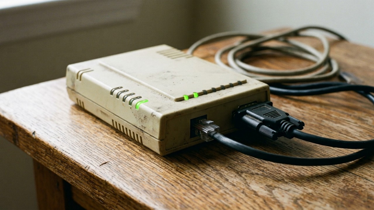 Do modem discado ao 5G, a incrível jornada da internet ao longo do tempo A antiga internet discada exigia paciência dos usuários conectados via linhas telefônicas tradicionais. – Imagem gerada por IA