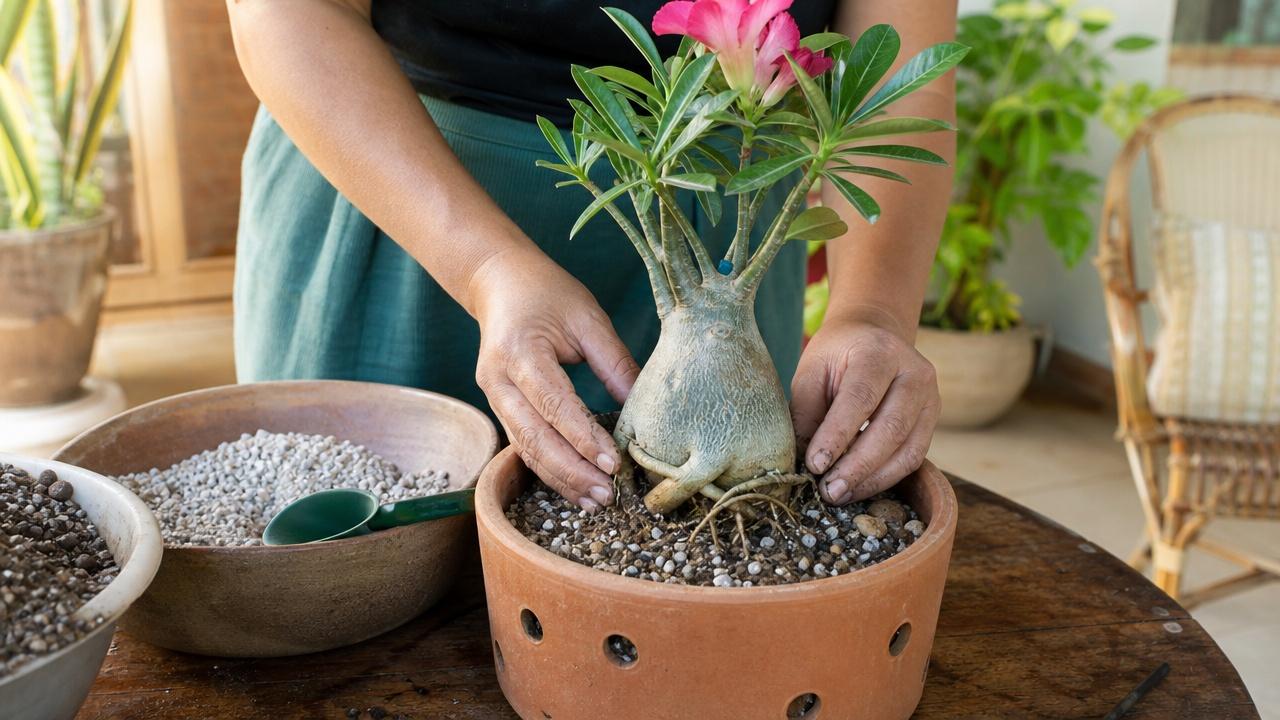 Montagem correta do vaso ajuda raízes firmes e floração mais estável.