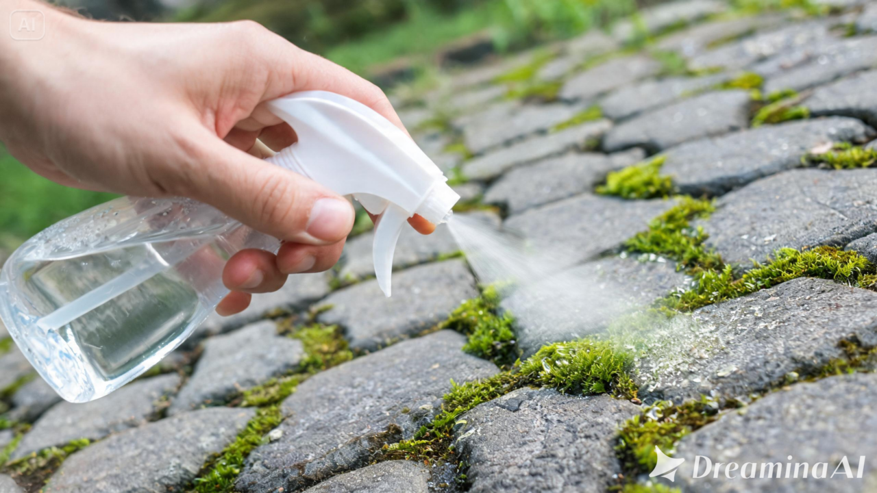 Saiba como controlar o musgo em calçadas e pátios com limpeza preventiva e uso correto do vinagre branco.