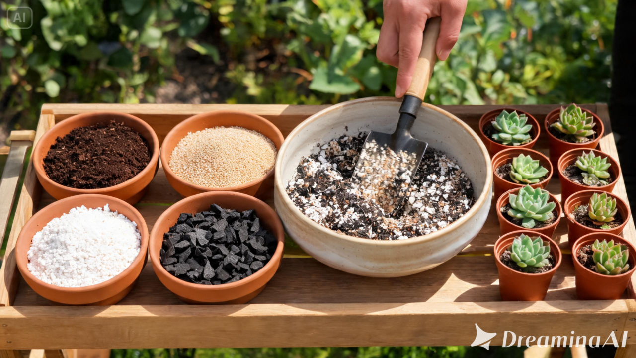Suculentas precisam de solo bem drenado. Descubra como fazer um substrato caseiro com ingredientes fáceis de encontrar.