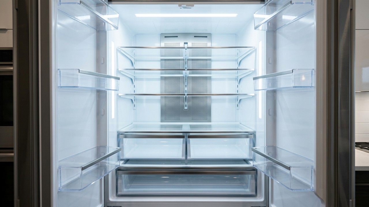 A limpeza da geladeira antes das compras semanais garante um ambiente higienizado e organizado. – Imagem gerada por IA