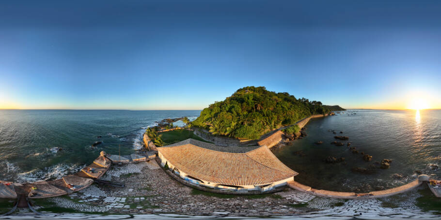 Vista 360º da Fortaleza do Tapirandu, em Morro de São Paulo, distrito de Cairu