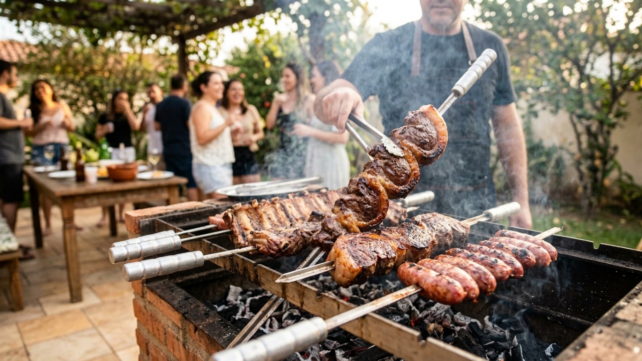 A técnica de defumação com louro agrega notas aromáticas diferenciadas às carnes de forma prática. – Imagem gerada por IA